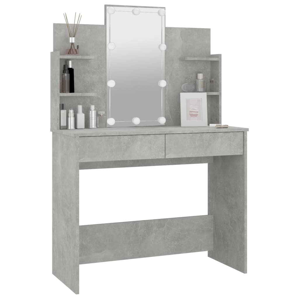 Peilipöytä LED-valoilla betoninharmaa 96x40x142 cm - Sisustajankoti.fi