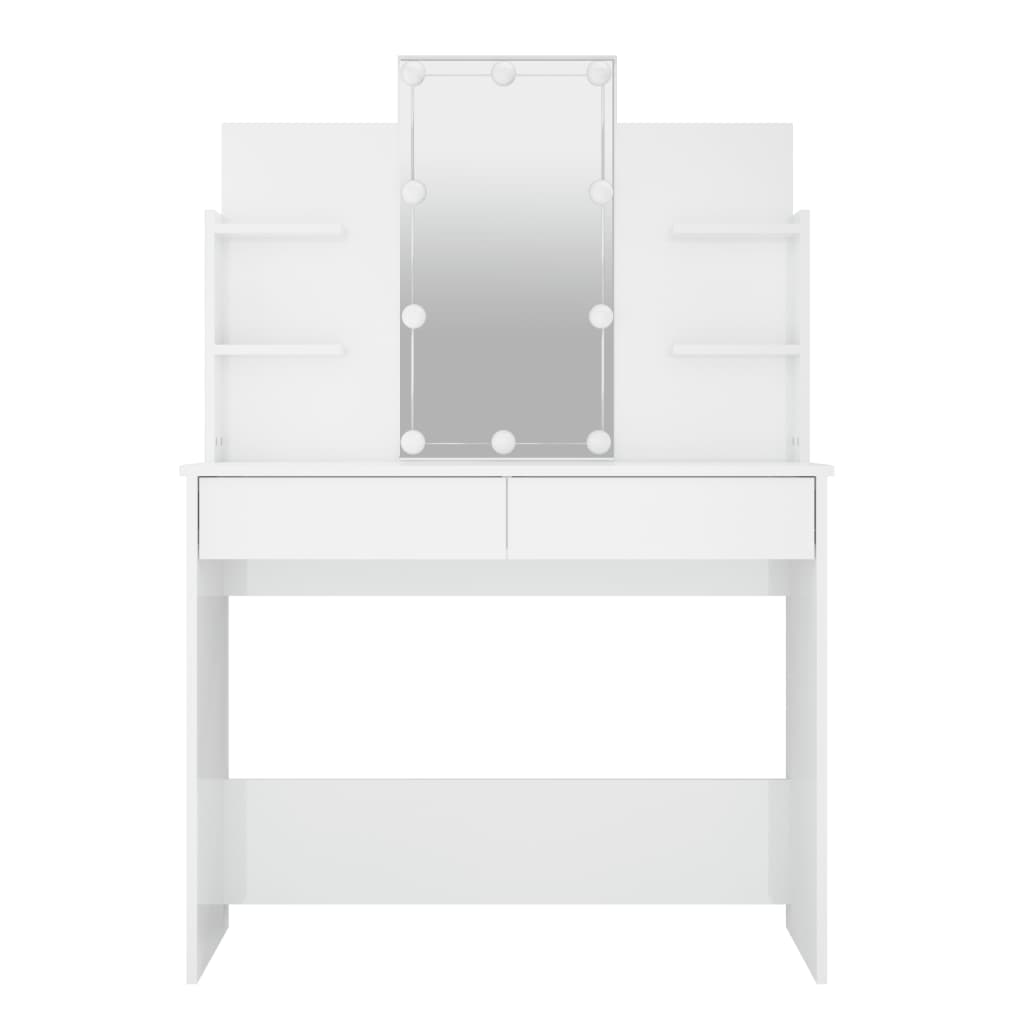 Peilipöytä LED-valoilla korkeakiilto valkoinen 96x40x142 cm - Sisustajankoti.fi