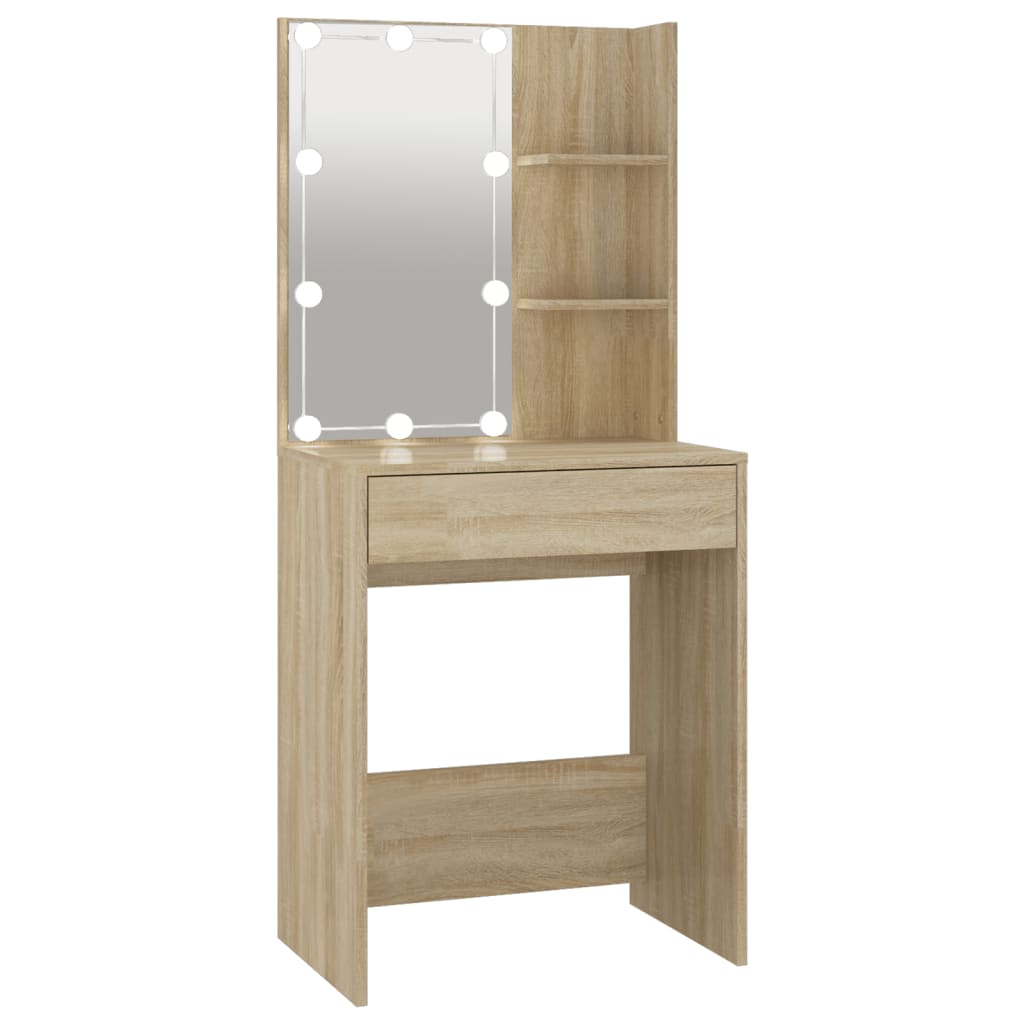 Peilipöytä LED-valoilla Sonoma-tammi 60x40x140 cm - Sisustajankoti.fi