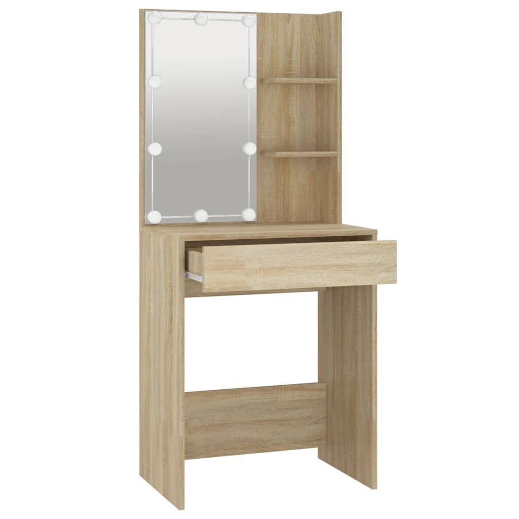 Peilipöytä LED-valoilla Sonoma-tammi 60x40x140 cm - Sisustajankoti.fi