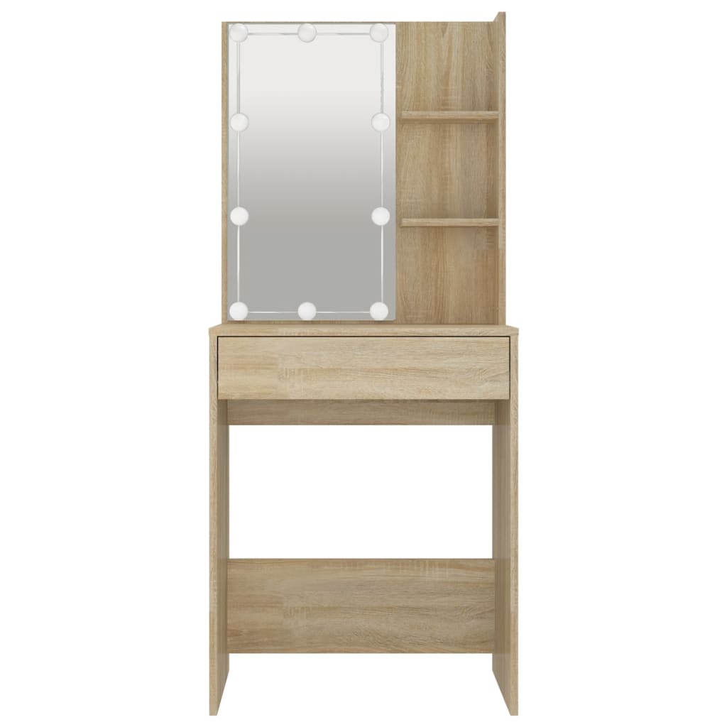 Peilipöytä LED-valoilla Sonoma-tammi 60x40x140 cm - Sisustajankoti.fi