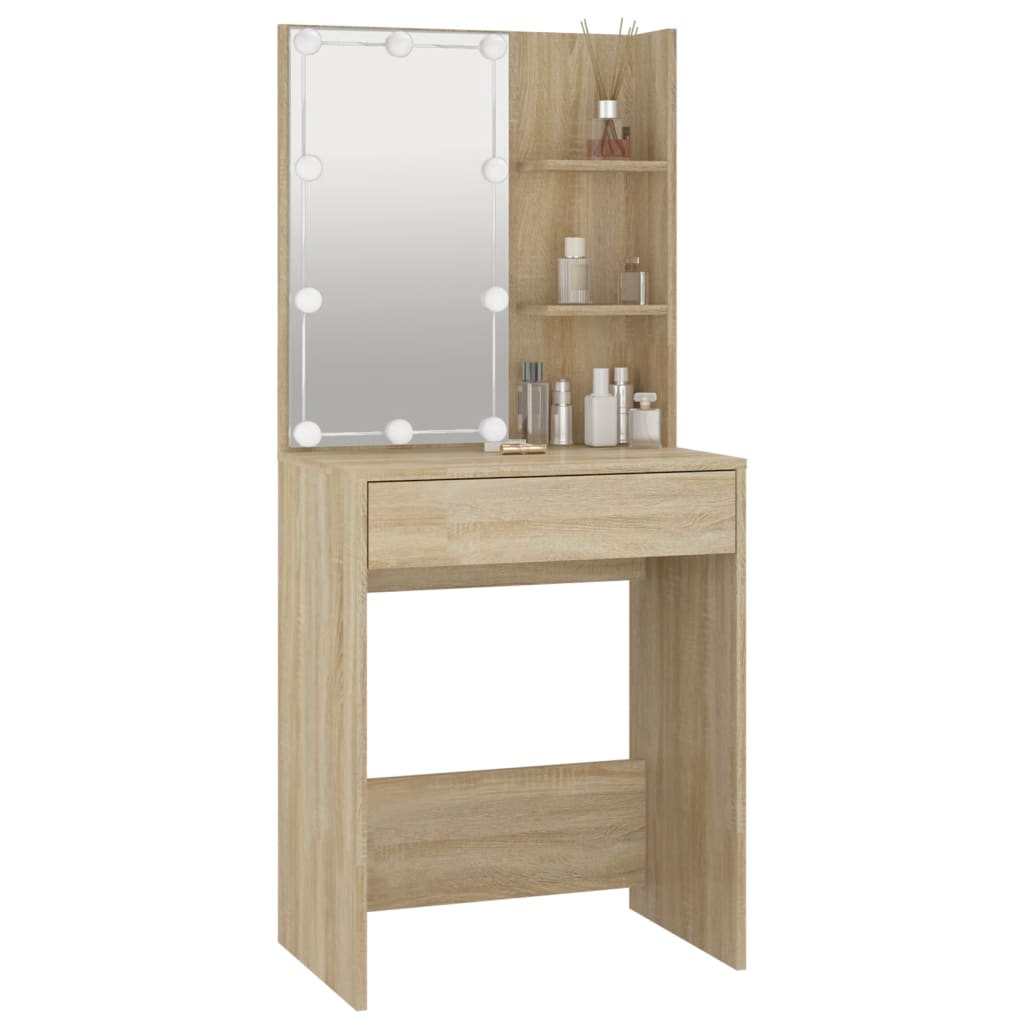 Peilipöytä LED-valoilla Sonoma-tammi 60x40x140 cm - Sisustajankoti.fi