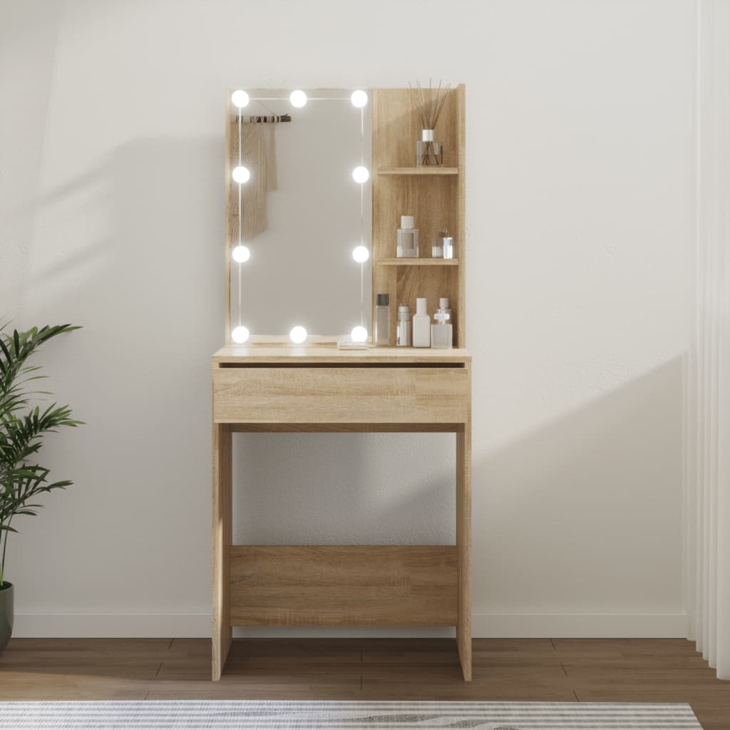 Peilipöytä LED-valoilla Sonoma-tammi 60x40x140 cm - Sisustajankoti.fi