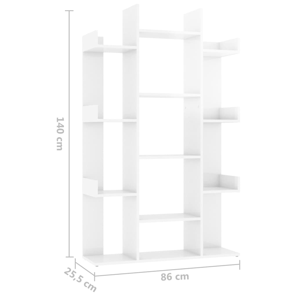 Kirjahylly korkeakiilto valkoinen 86x25,5x140 cm lastulevy - Sisustajankoti.fi