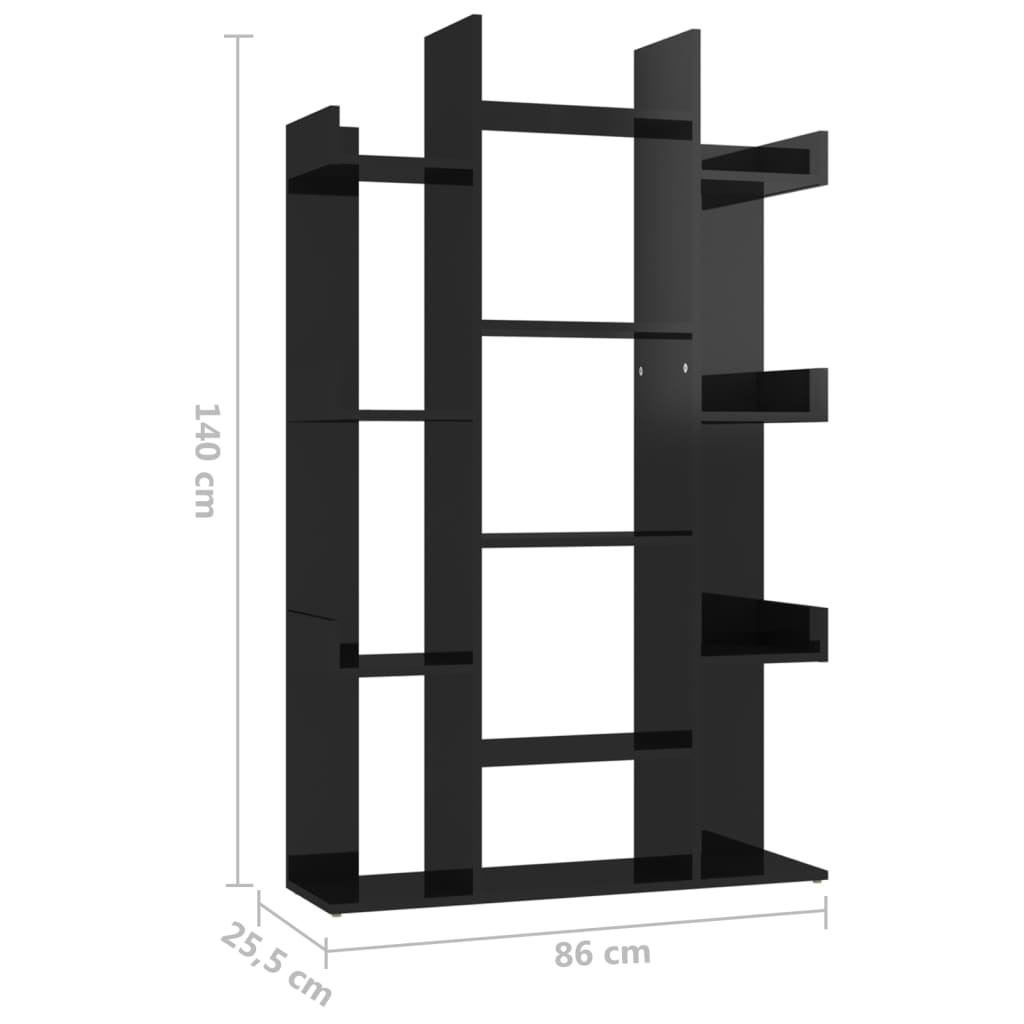 Kirjahylly korkeakiilto musta 86x25,5x140 cm lastulevy - Sisustajankoti.fi