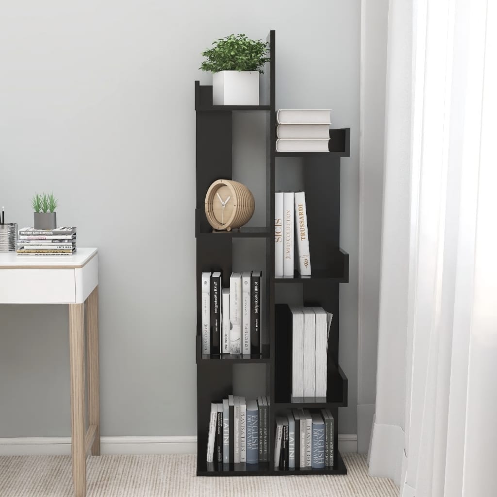 Kirjahylly musta 48x25,5x140 cm lastulevy - Sisustajankoti.fi