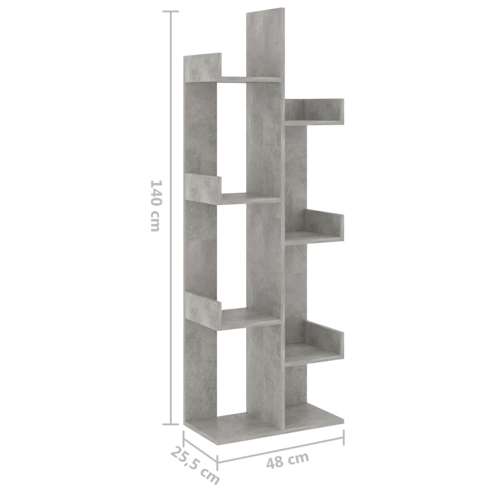 Kirjahylly betoninharmaa 48x25,5x140 cm lastulevy - Sisustajankoti.fi