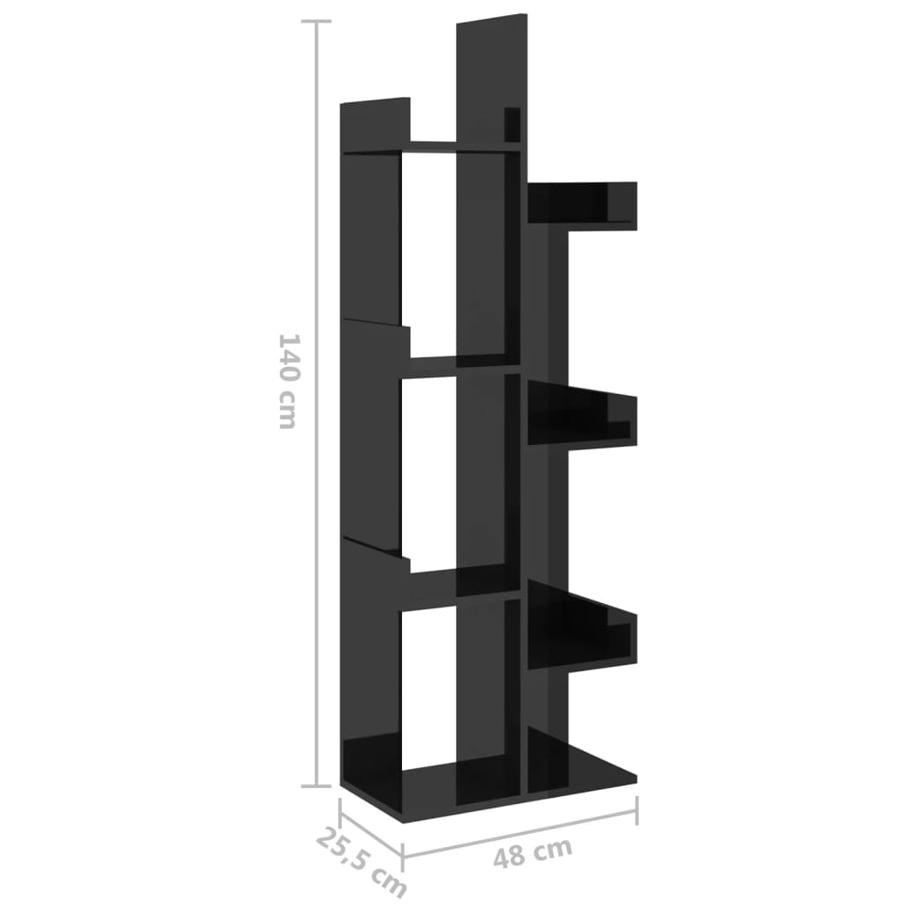 Kirjahylly korkeakiilto musta 48x25,5x140 cm lastulevy - Sisustajankoti.fi