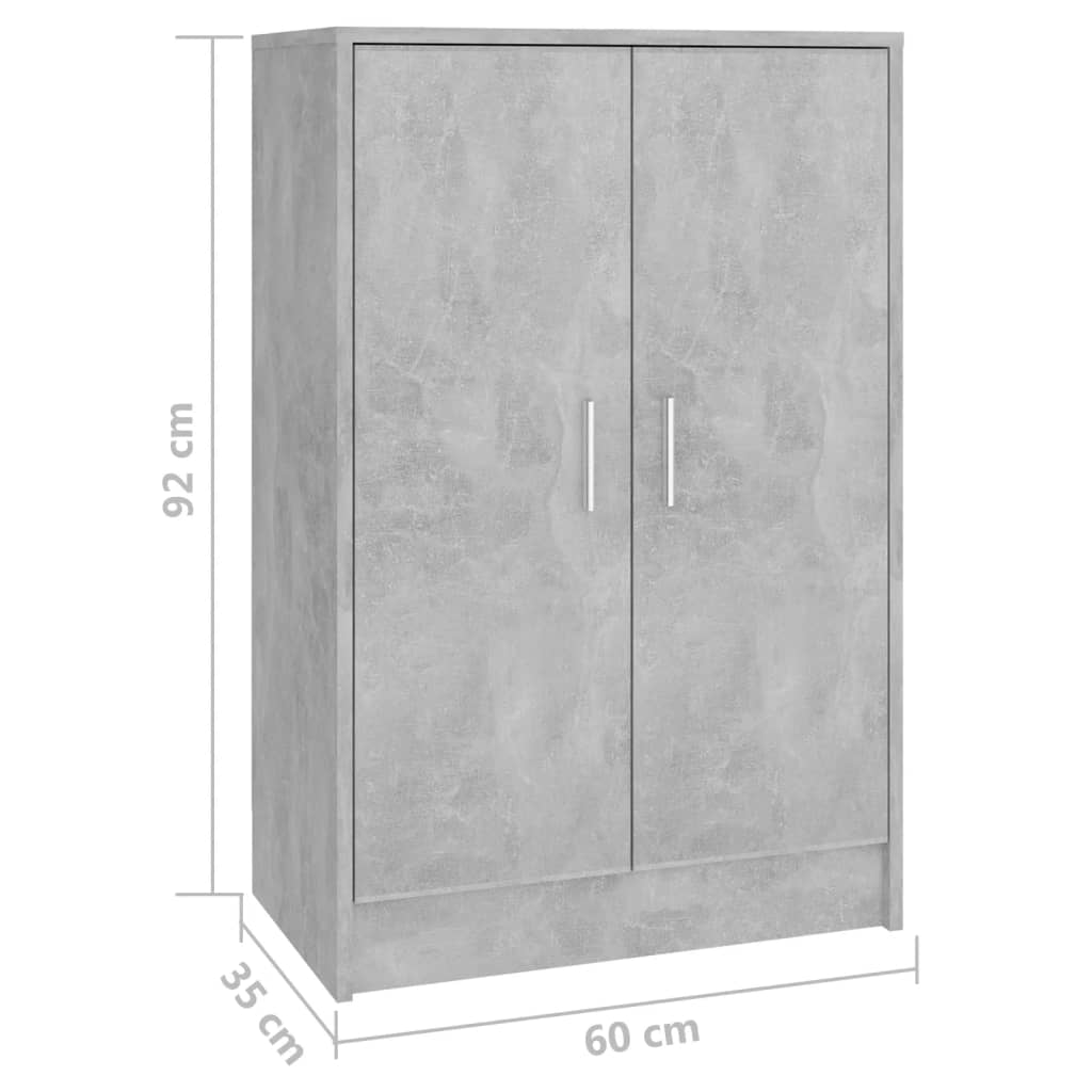 Kenkäkaappi betoninharmaa 60x35x92 cm lastulevy - Sisustajankoti.fi