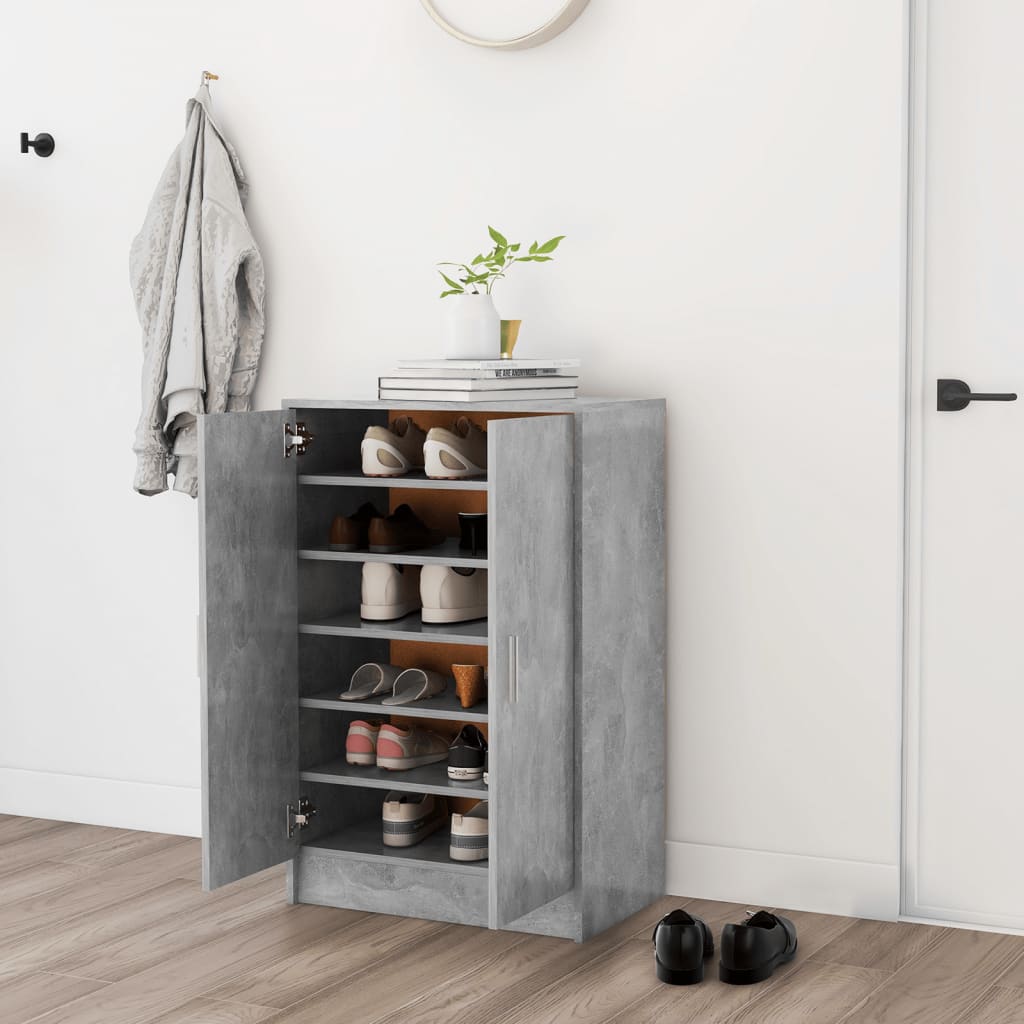 Kenkäkaappi betoninharmaa 60x35x92 cm lastulevy - Sisustajankoti.fi
