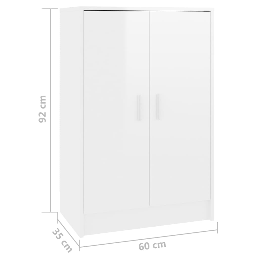 Kenkäkaappi korkeakiilto valkoinen 60x35x92 cm lastulevy - Sisustajankoti.fi
