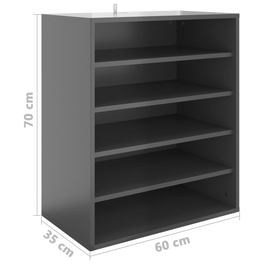 Kenkäkaappi korkeakiilto harmaa 60x35x70 cm lastulevy - Sisustajankoti.fi