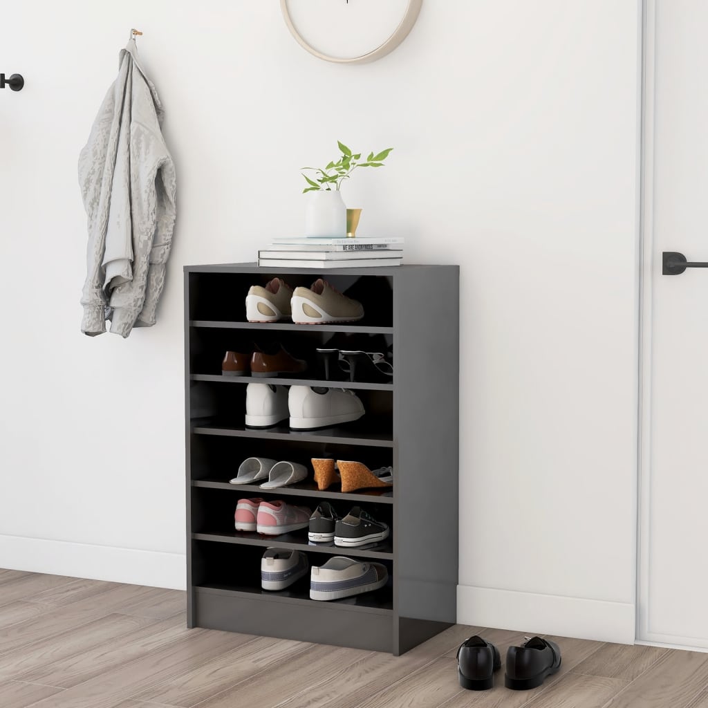 Kenkäkaappi korkeakiilto harmaa 60x35x92 cm lastulevy - Sisustajankoti.fi