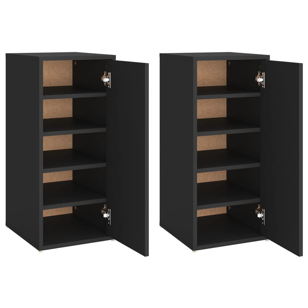 Kenkäkaapit 2 kpl musta 32x35x70 cm lastulevy - Sisustajankoti.fi