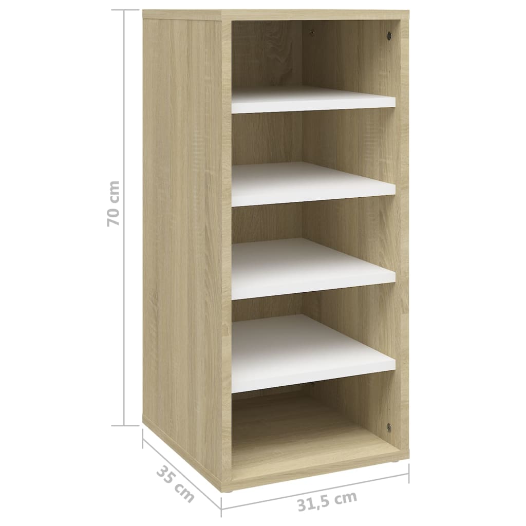 Kenkäkaapit 2 kpl valk. ja Sonoma-tammi 31,5x35x70 cm lastulevy - Sisustajankoti.fi