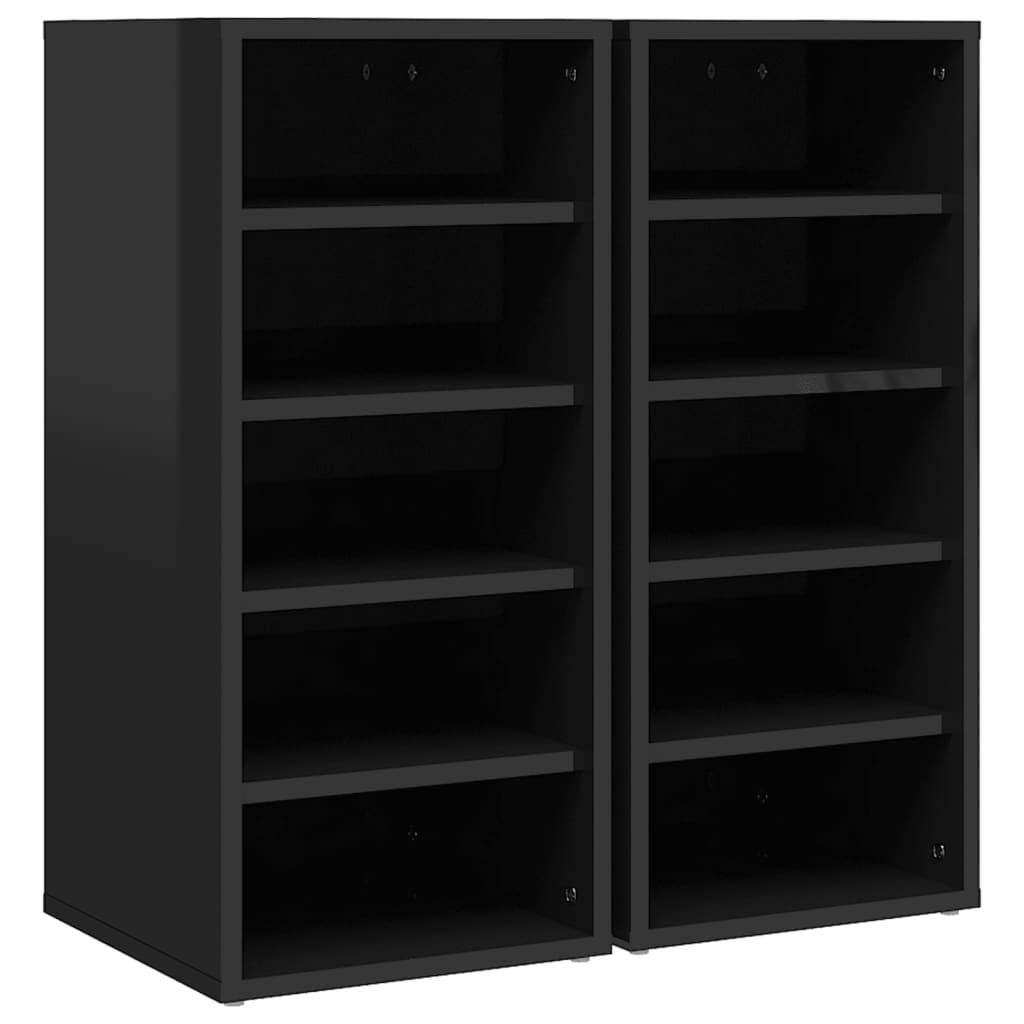 Kenkäkaapit 2 kpl korkeakiilto musta 31,5x35x70 cm lastulevy - Sisustajankoti.fi