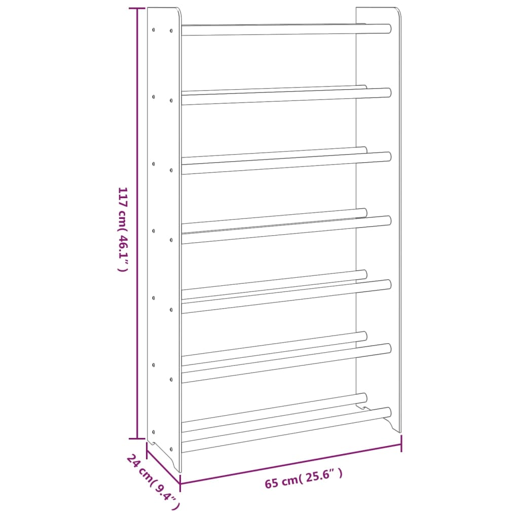 Kenkäteline harmaa 65x24x117 cm tekninen puu - Sisustajankoti.fi