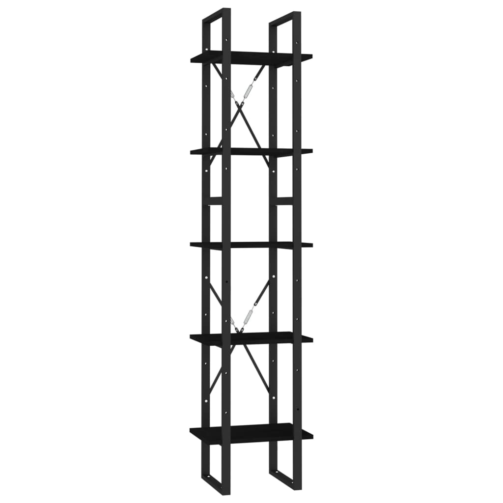 5-tasoinen kirjahylly musta 40x30x175 cm mänty - Sisustajankoti.fi