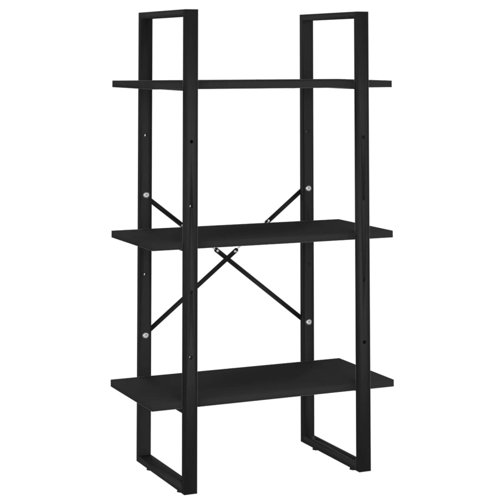 5-tasoinen kirjahylly musta 60x30x175 cm lastulevy - Sisustajankoti.fi