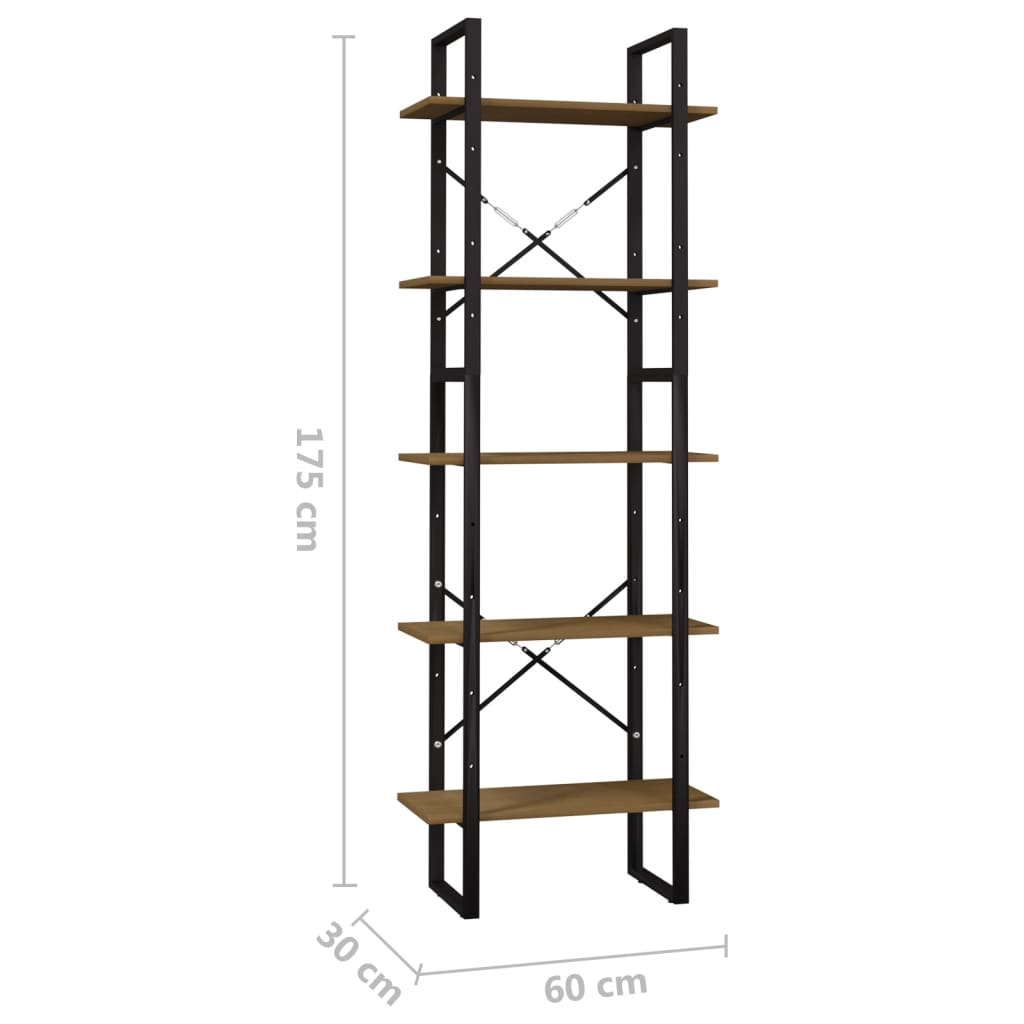 5-tasoinen Kirjahylly ruskea 60x30x175 cm mänty - Sisustajankoti.fi