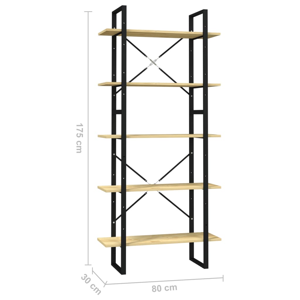 5-tasoinen Kirjahylly 80x30x175 cm mänty - Sisustajankoti.fi