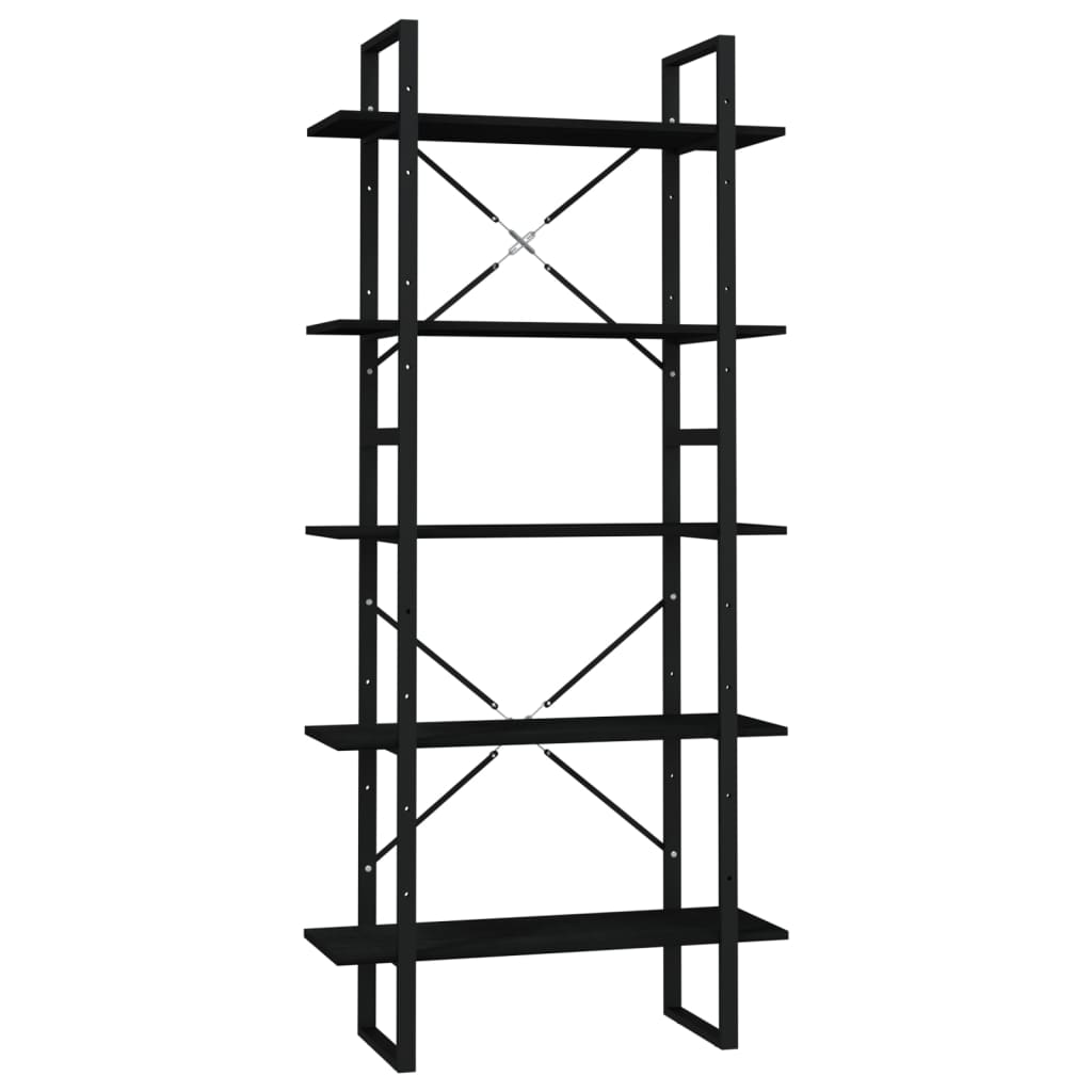 5-tasoinen Kirjahylly musta 80x30x175 cm mänty - Sisustajankoti.fi