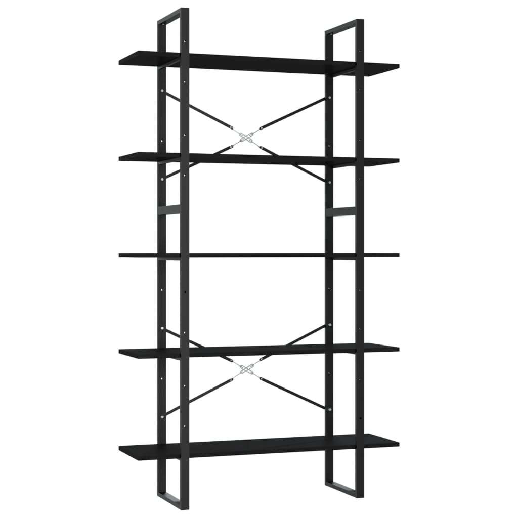5-tasoinen kirjahylly musta 100x30x175 cm lastulevy - Sisustajankoti.fi