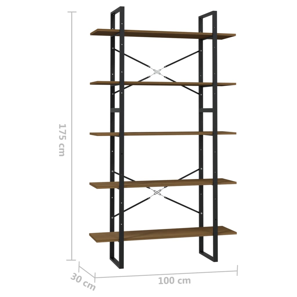 5-tasoinen Kirjahylly ruskea 100x30x175 cm mänty - Sisustajankoti.fi