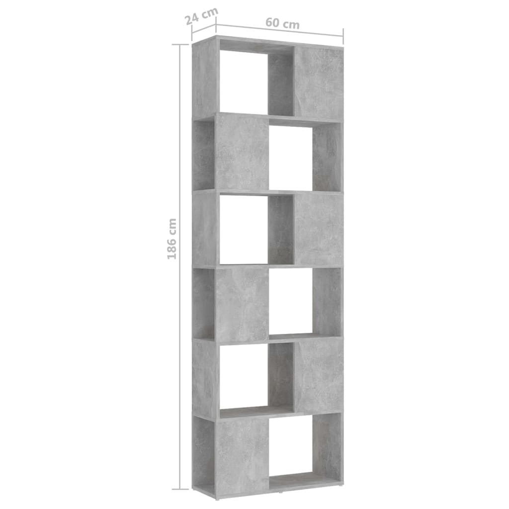 Kirjahylly/tilanjakaja betoninharmaa 60x24x186 cm lastulevy - Sisustajankoti.fi