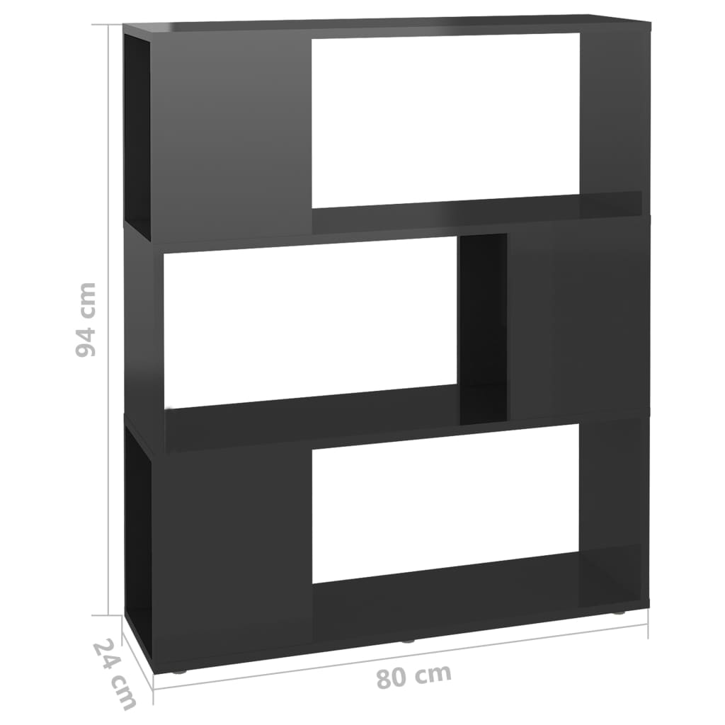 Kirjahylly/tilanjakaja korkeakiilto harmaa 80x24x94cm lastulevy - Sisustajankoti.fi