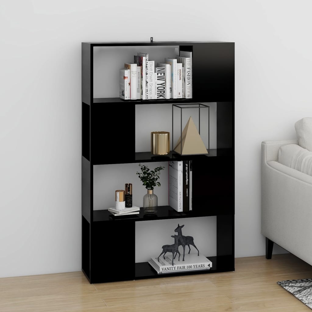 Kirjahylly/tilanjakaja musta 80x24x124,5 cm lastulevy - Sisustajankoti.fi