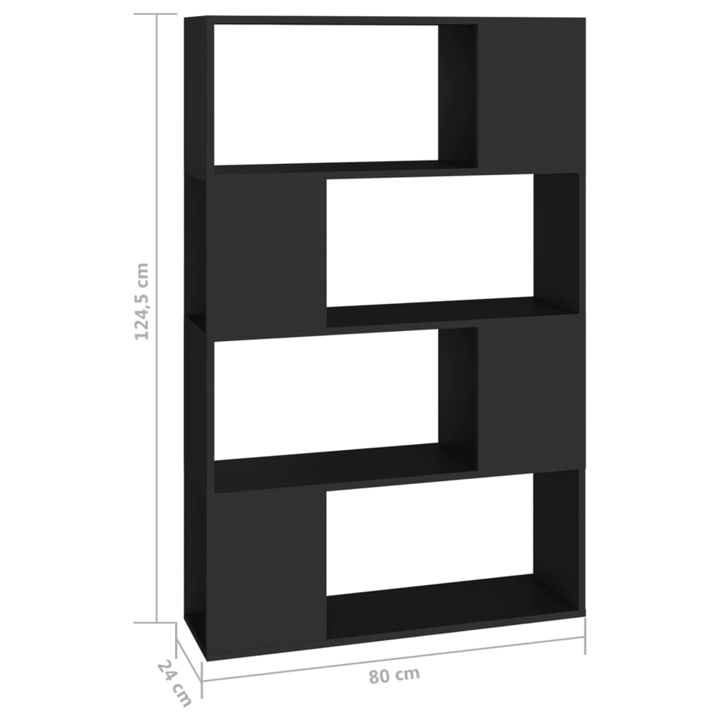 Kirjahylly/tilanjakaja musta 80x24x124,5 cm lastulevy - Sisustajankoti.fi