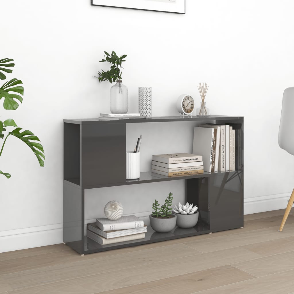 Kirjahylly korkeakiilto harmaa 100x24x63 cm lastulevy - Sisustajankoti.fi
