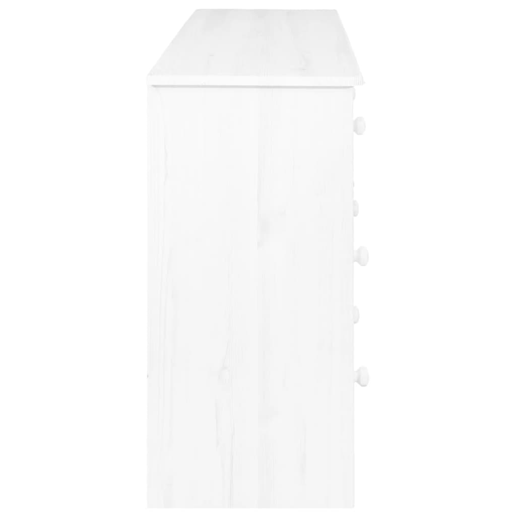 Senkki 7 laatikkoa valkoinen 113x35x73 cm täysi mänty - Sisustajankoti.fi