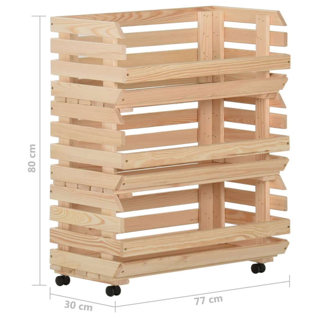 Vihanneskärry 77x30x80 cm täysi mänty - Sisustajankoti.fi