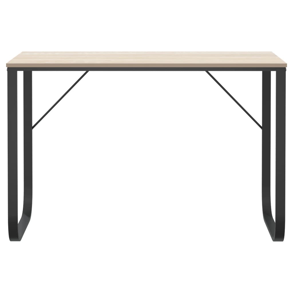 Tietokonepöytä musta ja tammi 110x60x73 cm lastulevy - Sisustajankoti.fi