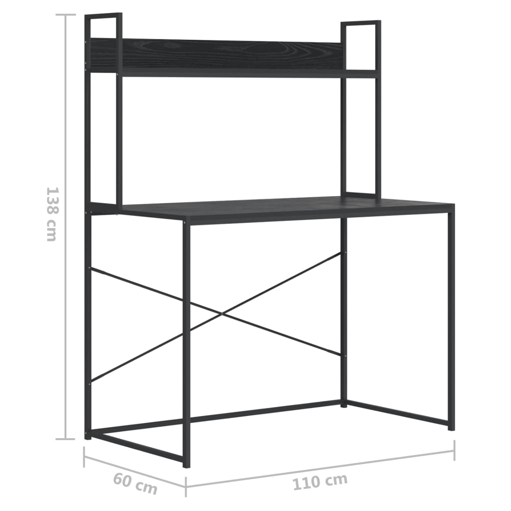 Tietokonepöytä musta 110x60x138 cm lastulevy - Sisustajankoti.fi