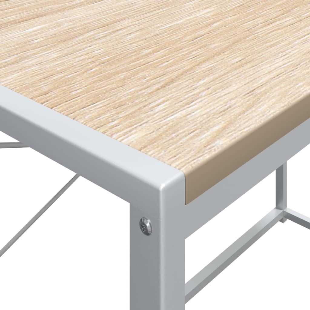 Tietokonepöytä valkoinen ja tammi 110x60x138 cm lastulevy - Sisustajankoti.fi