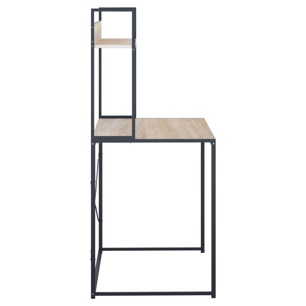 Tietokonepöytä musta ja tammi 110x60x138 cm lastulevy - Sisustajankoti.fi