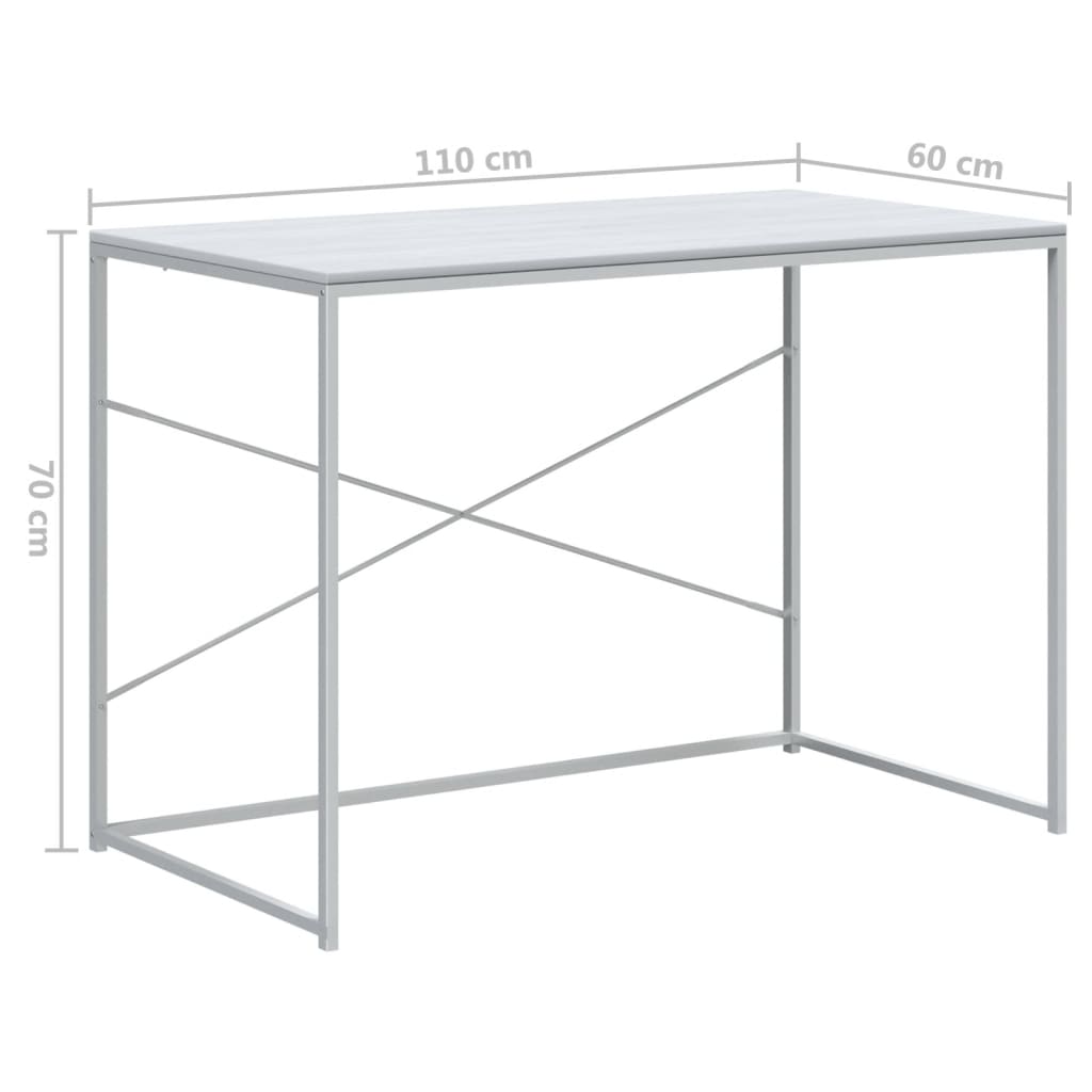 Tietokonepöytä valkoinen 110x60x70 cm lastulevy - Sisustajankoti.fi