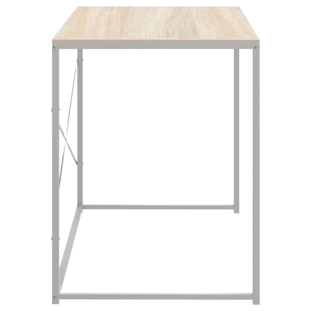 Tietokonepöytä valkoinen ja tammi 110x60x70 cm lastulevy - Sisustajankoti.fi