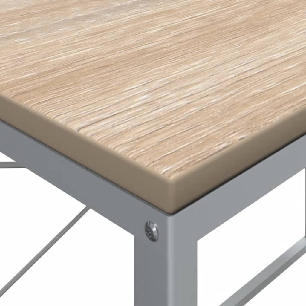 Tietokonepöytä valkoinen ja tammi 110x60x70 cm lastulevy - Sisustajankoti.fi