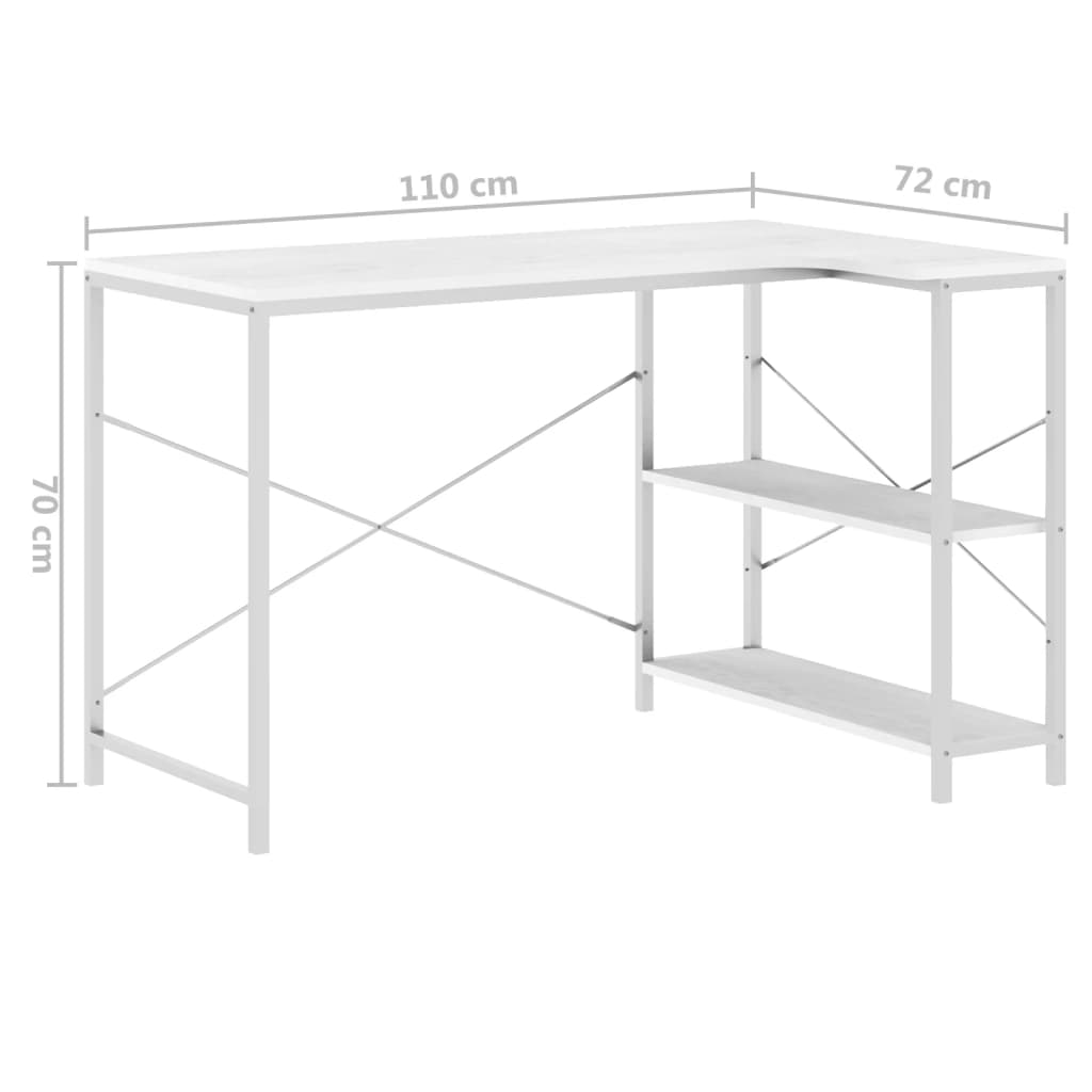 Tietokonepöytä valkoinen 110x72x70 cm lastulevy - Sisustajankoti.fi