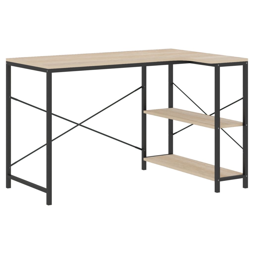 Tietokonepöytä musta ja tammi 110x72x70 cm lastulevy - Sisustajankoti.fi
