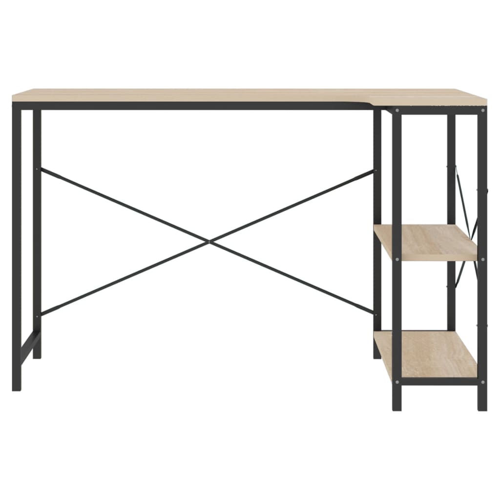 Tietokonepöytä musta ja tammi 110x72x70 cm lastulevy - Sisustajankoti.fi