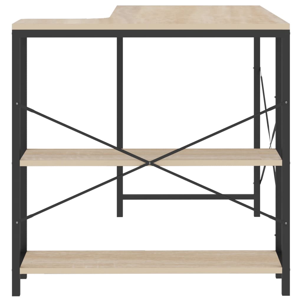 Tietokonepöytä musta ja tammi 110x72x70 cm lastulevy - Sisustajankoti.fi