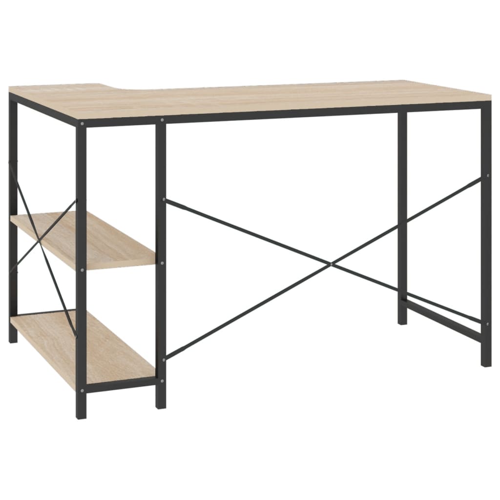Tietokonepöytä musta ja tammi 110x72x70 cm lastulevy - Sisustajankoti.fi