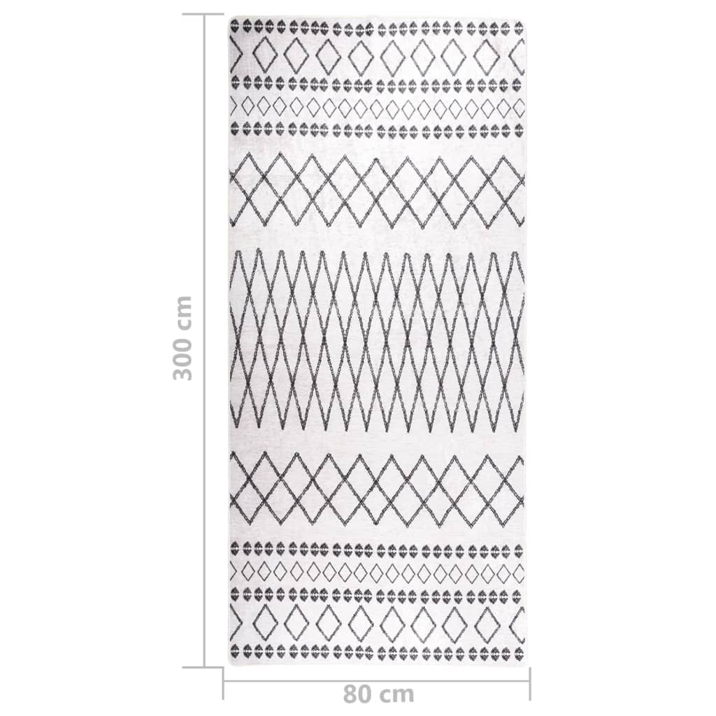Matto pestävä 80x300 cm musta ja valkoinen liukumaton - Sisustajankoti.fi
