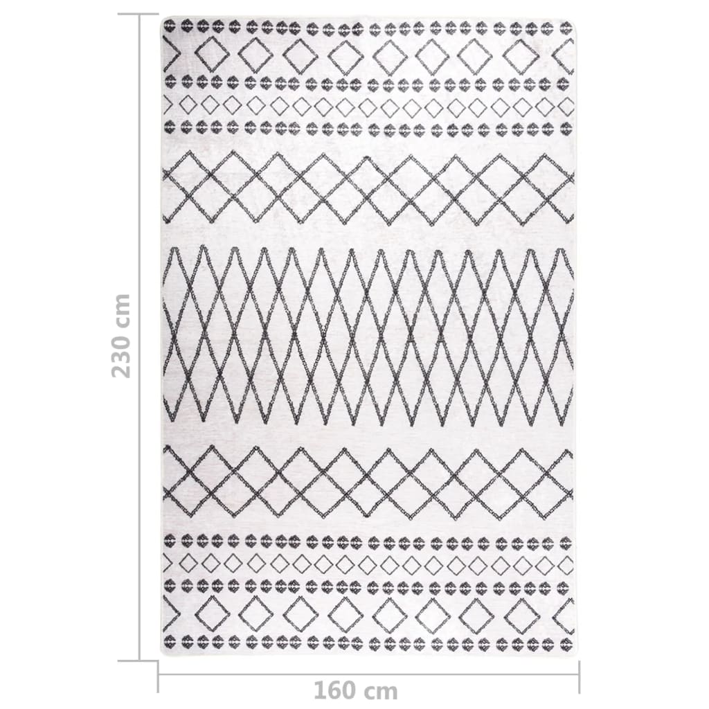 Matto pestävä 160x230 cm musta ja valkoinen liukumaton - Sisustajankoti.fi
