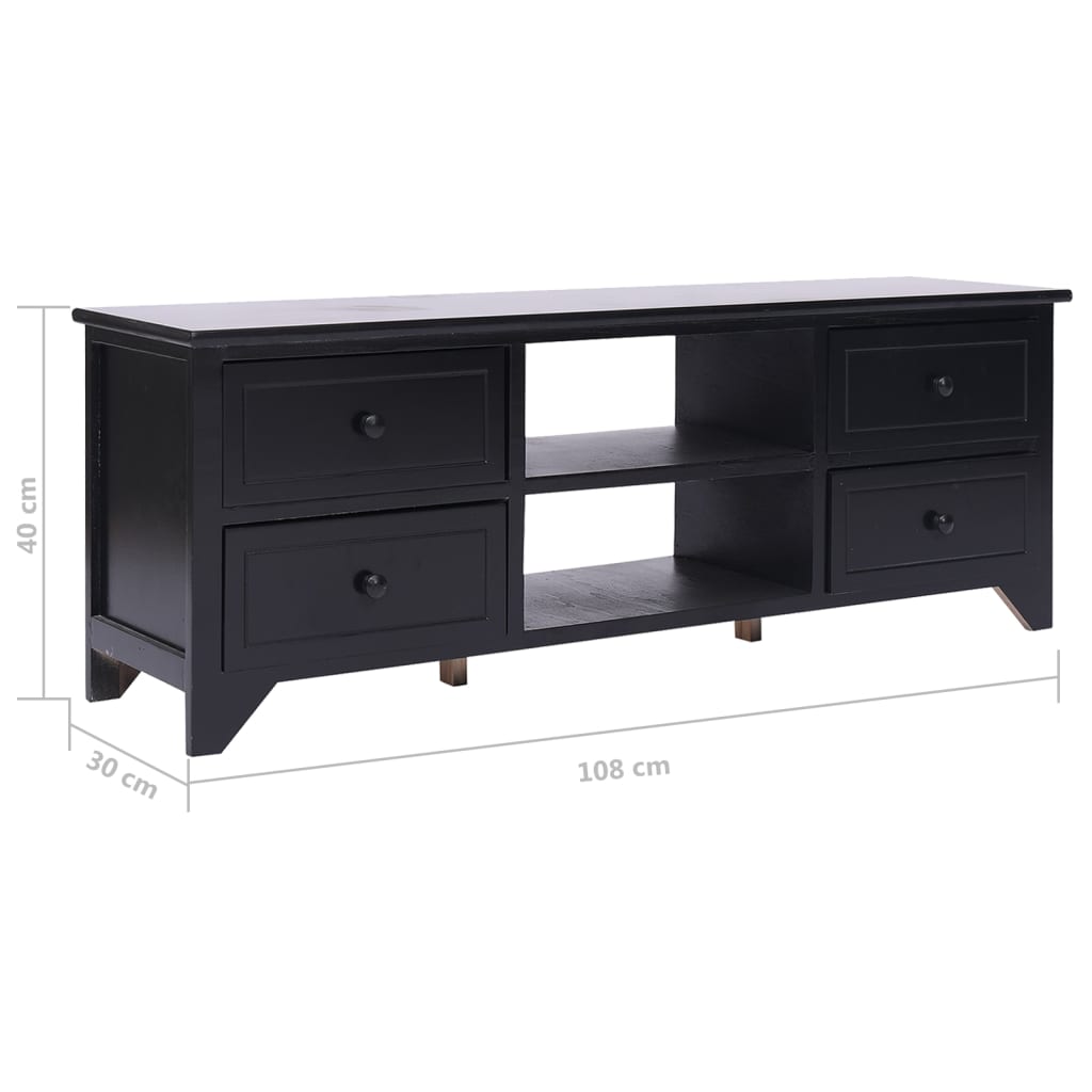 TV-taso musta 108x30x40 cm täysi keisaripuu - Sisustajankoti.fi